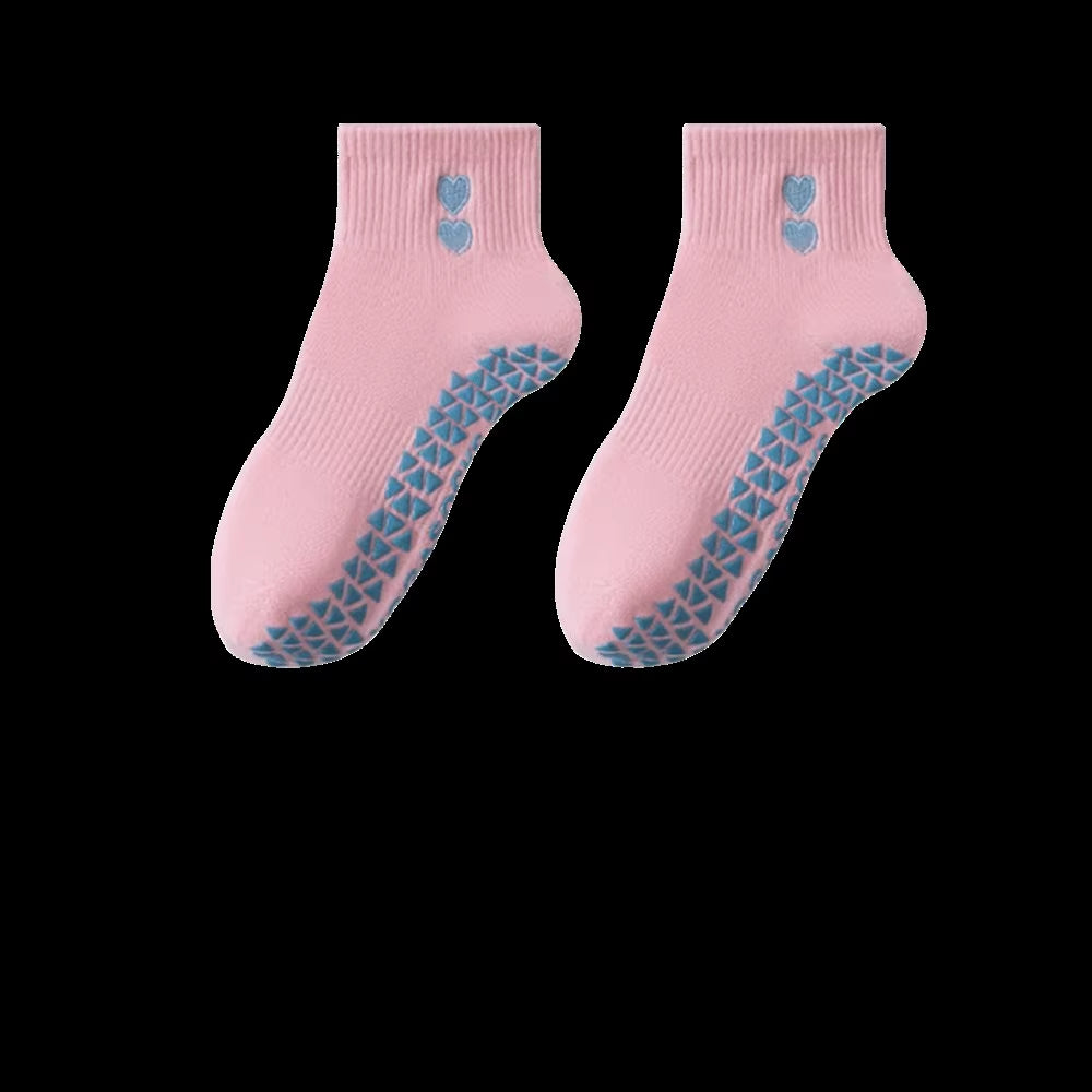 Pilates Socks with Grips for Women Cute Yoga Grip Socks Non Slip Cotton Ankle Sock for Yoga Barre Ballet