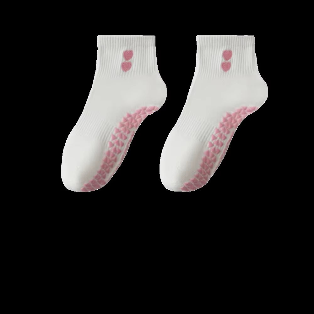 Pilates Socks with Grips for Women Cute Yoga Grip Socks Non Slip Cotton Ankle Sock for Yoga Barre Ballet