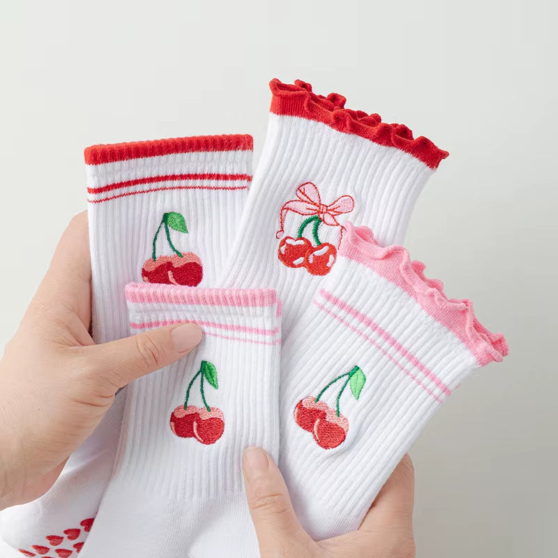 Cherry Silicone anti Slip Women'S Socks Yoga Socks Cute Ballet Pilates Sports Fitness Socks Breathable Sports Socks