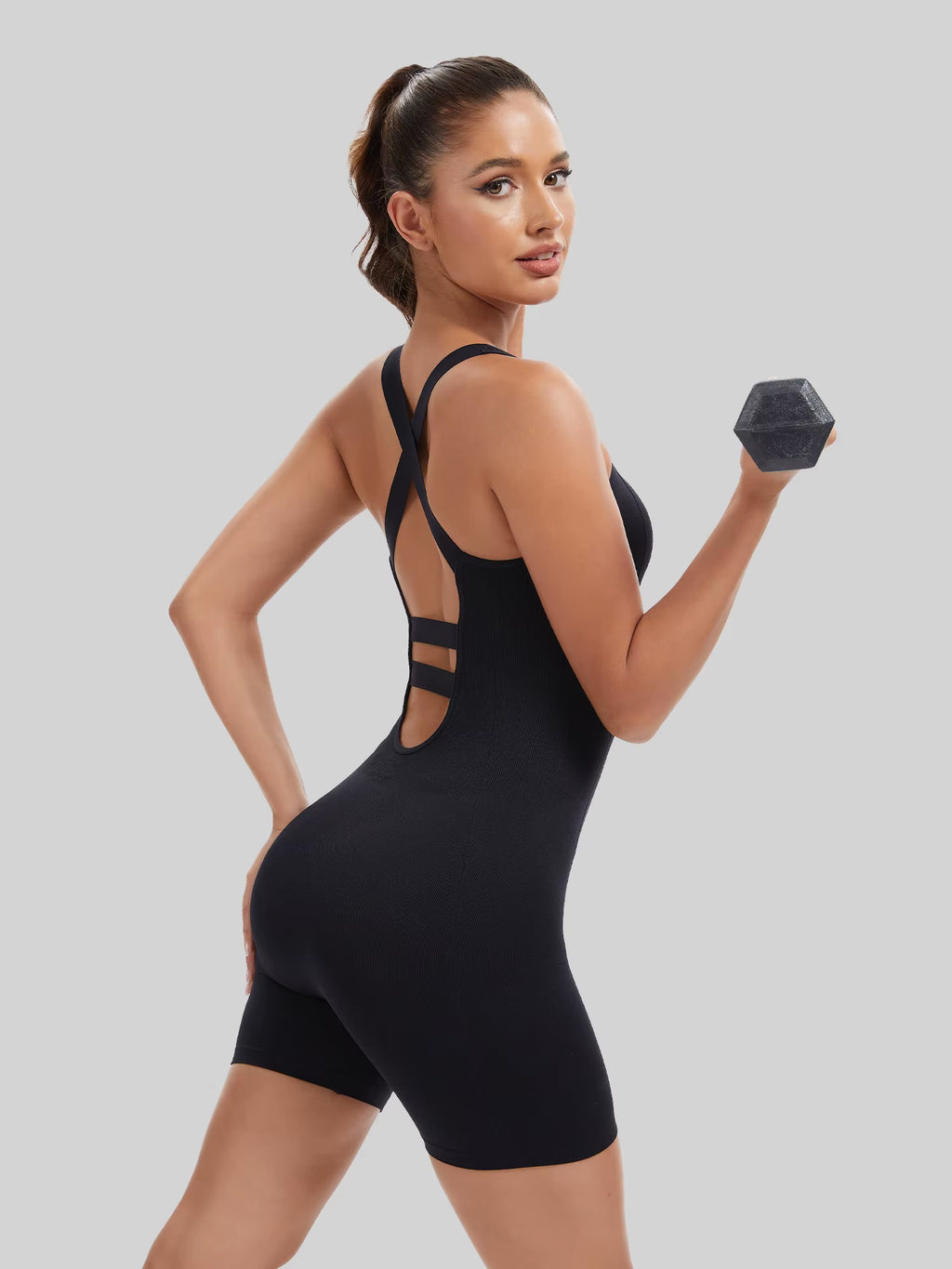 Knit Booty Lifting Bodysuit, Quick-Dry Running Yoga Outfit, Sport Pilates Gear, for Fashion Street Style Blogging Daily