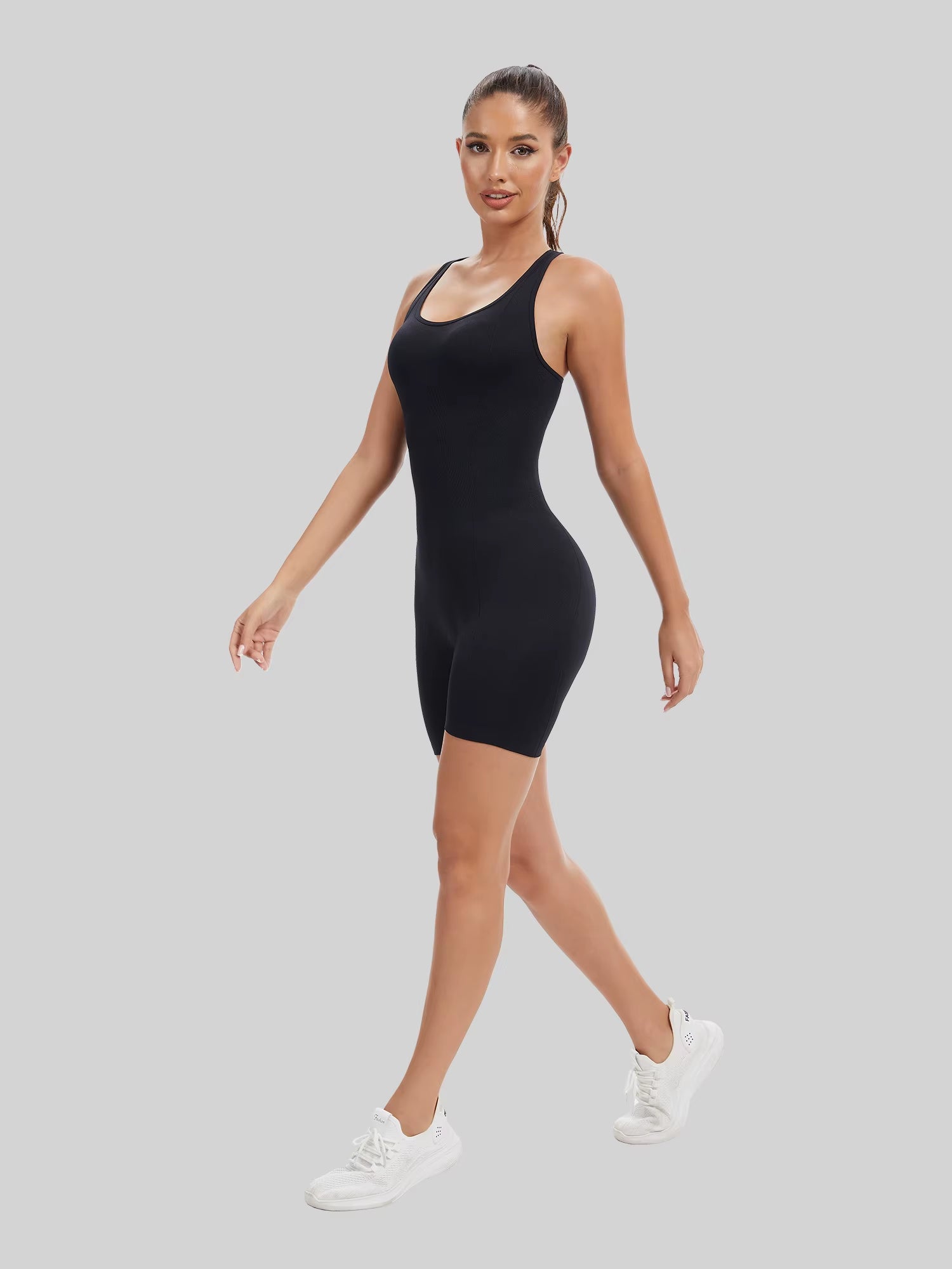 Knit Booty Lifting Bodysuit, Quick-Dry Running Yoga Outfit, Sport Pilates Gear, for Fashion Street Style Blogging Daily